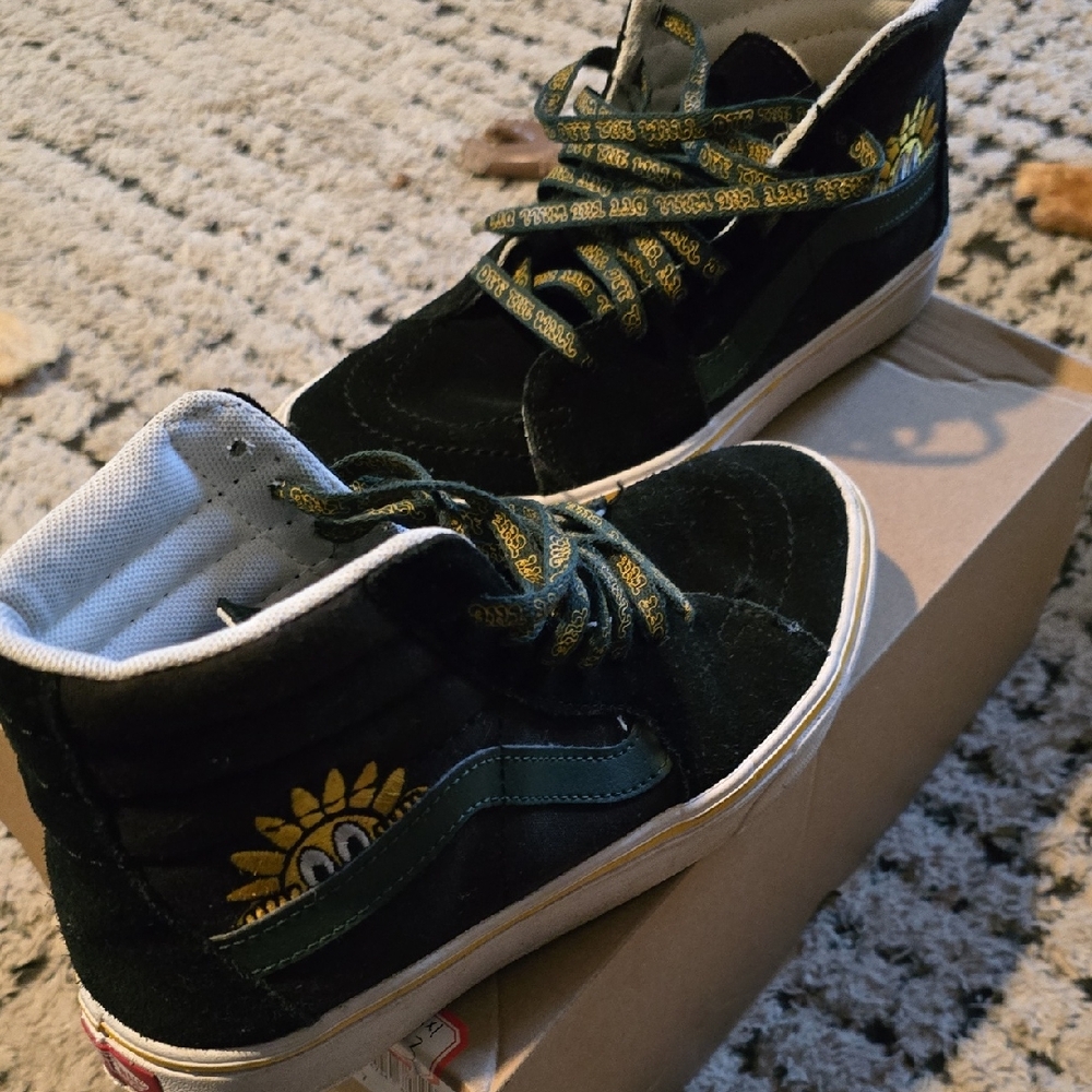 Vans Black and Yellow High-Top Athletic Shoes
